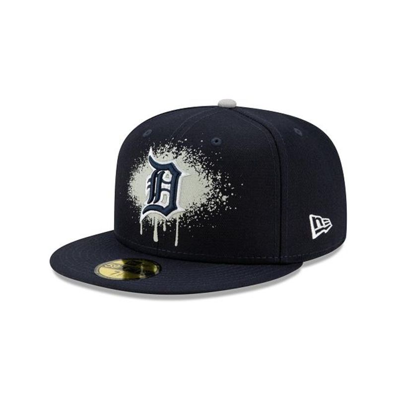 MLB Detroit Tigers Drip Front 59Fifty Fitted (VZF4491) - Blue New Era Caps